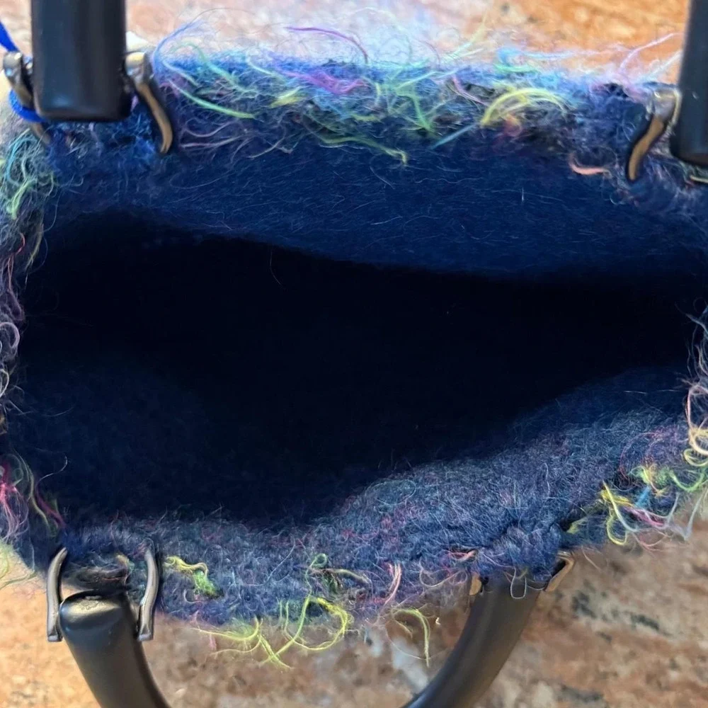 VTG NWT Felted Wool Handbag Artisan Made in Vermont beauty Blue Multicolor Bag